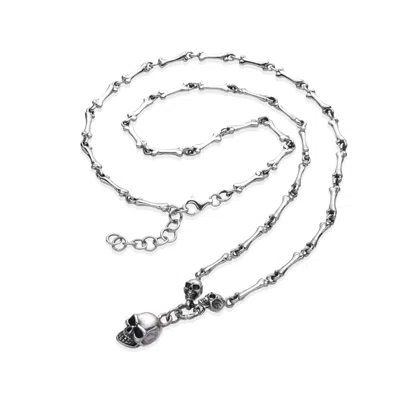 Altar™ Ornaments Co. Men's Mortalis Necklace| Sterling Silver Skull & Bone Chain - Altar™ In Metallic
