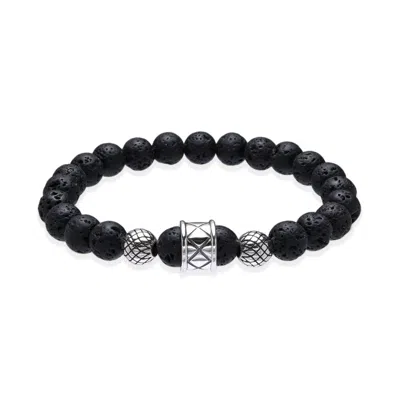 Altar™ Ornaments Co. Men's Silver / Black Ember Bracelet| Volcanic Rock & Silver Beaded Bracelet - Altar™ In Multi