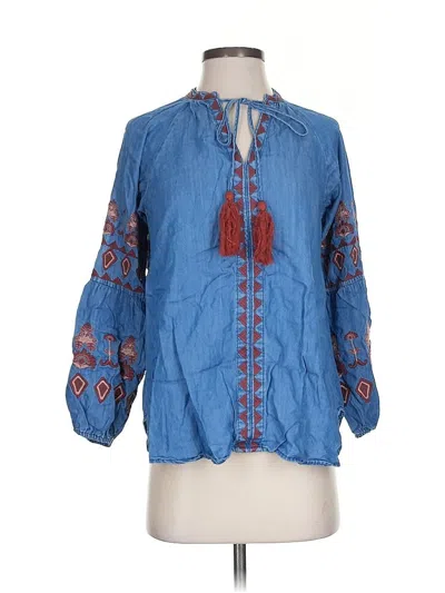Pre-owned Altar'd State 3/4 Sleeve Blouse In Blue