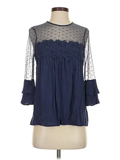 Pre-owned Altar'd State 3/4 Sleeve Blouse In Blue