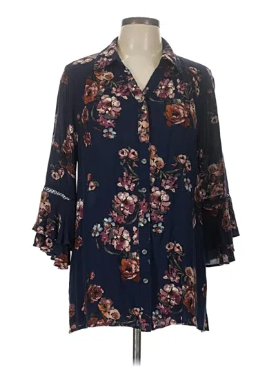 Pre-owned Altar'd State 3/4 Sleeve Blouse In Blue