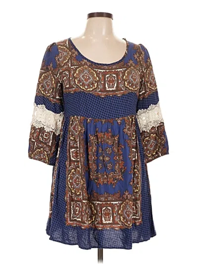Pre-owned Altar'd State 3/4 Sleeve Blouse In Blue