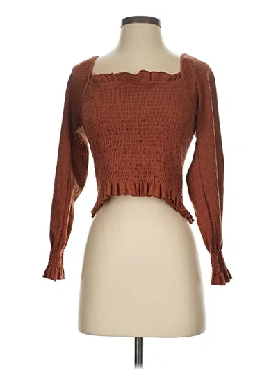 Pre-owned Altar'd State 3/4 Sleeve Blouse In Brown
