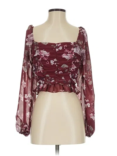 Pre-owned Altar'd State 3/4 Sleeve Blouse In Burgundy