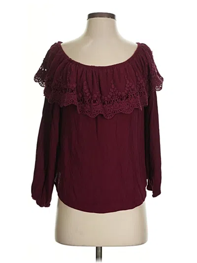 Pre-owned Altar'd State 3/4 Sleeve Blouse In Burgundy