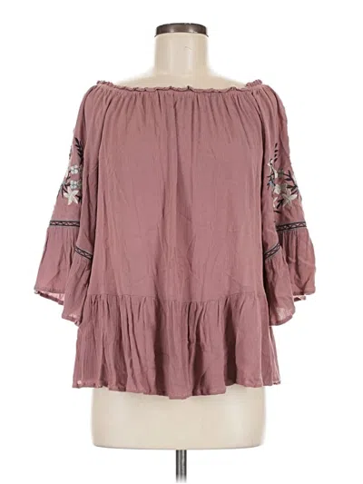 Pre-owned Altar'd State 3/4 Sleeve Blouse In Burgundy