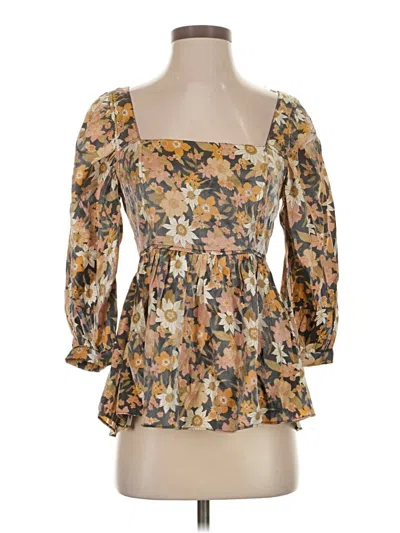 Pre-owned Altar'd State 3/4 Sleeve Blouse In Gold