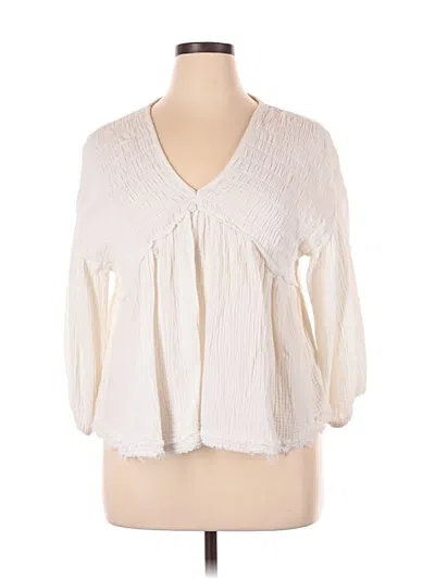 Pre-owned Altar'd State 3/4 Sleeve Blouse In Ivory