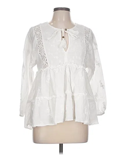 Pre-owned Altar'd State 3/4 Sleeve Blouse In White