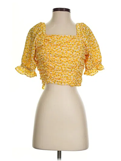 Pre-owned Altar'd State 3/4 Sleeve Blouse In Yellow