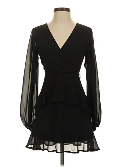 Pre-owned Altar'd State 3/4 Sleeve Top Black Plunge Neckline Tops