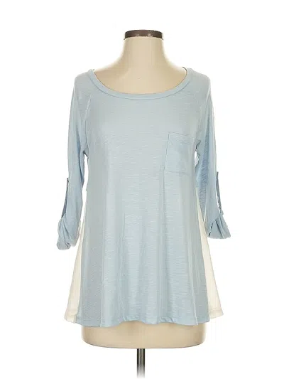 Pre-owned Altar'd State 3/4 Sleeve Top Blue Boatneck Tops