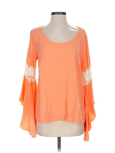 Pre-owned Altar'd State 3/4 Sleeve Top Orange Scoop Neck Tops