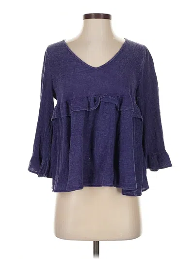 Pre-owned Altar'd State 3/4 Sleeve Top Purple V Neck Tops