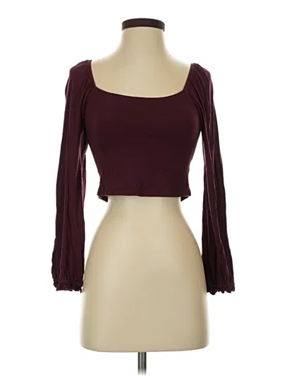 Pre-owned Altar'd State 3/4 Sleeve T-shirt In Burgundy