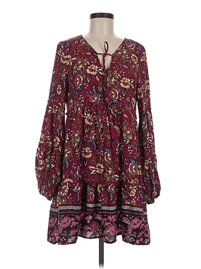 Pre-owned Altar'd State Casual Dress In Burgundy