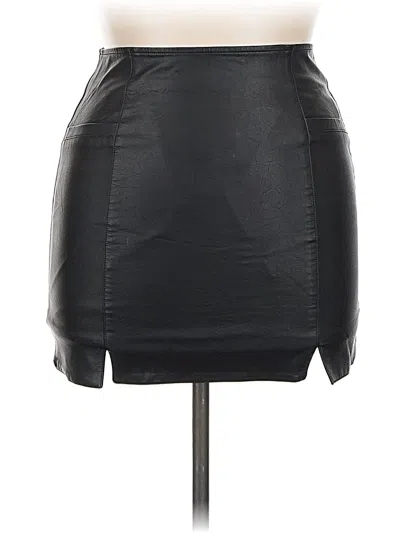 Pre-owned Altar'd State Faux Leather Skirt In Black