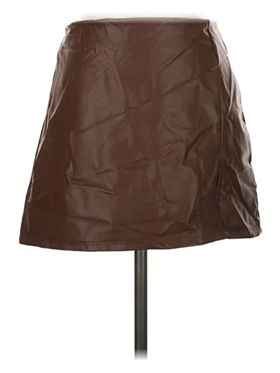 Pre-owned Altar'd State Faux Leather Skirt In Brown
