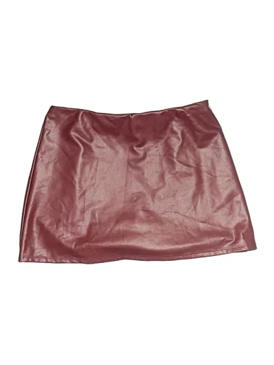 Pre-owned Altar'd State Faux Leather Skirt In Burgundy