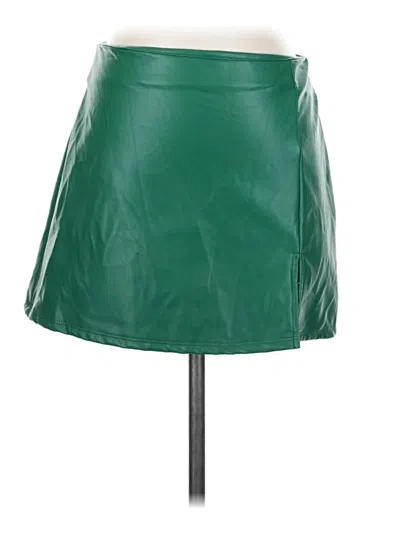 Pre-owned Altar'd State Faux Leather Skirt In Green