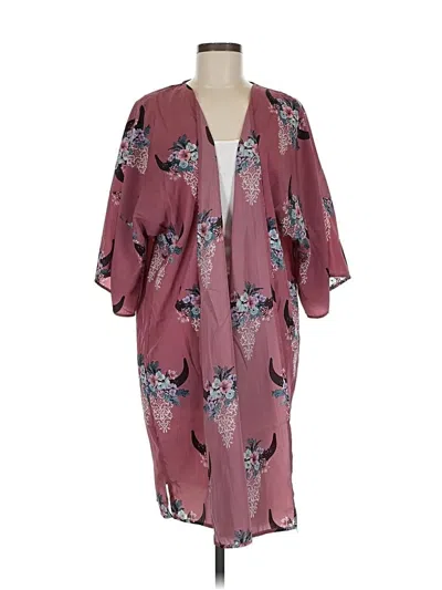 Pre-owned Altar'd State Kimono In Burgundy