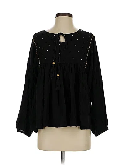 Pre-owned Altar'd State Long Sleeve Blouse In Black