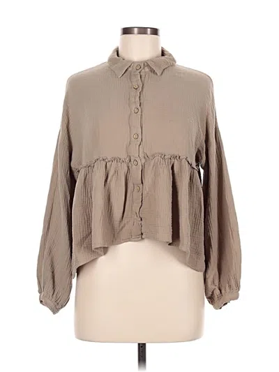 Pre-owned Altar'd State Long Sleeve Blouse In Brown