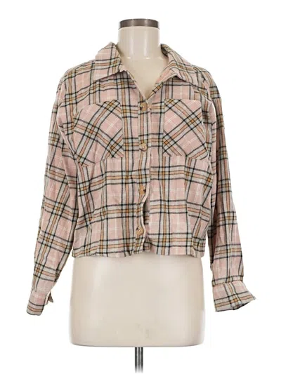 Pre-owned Altar'd State Long Sleeve Blouse In Brown