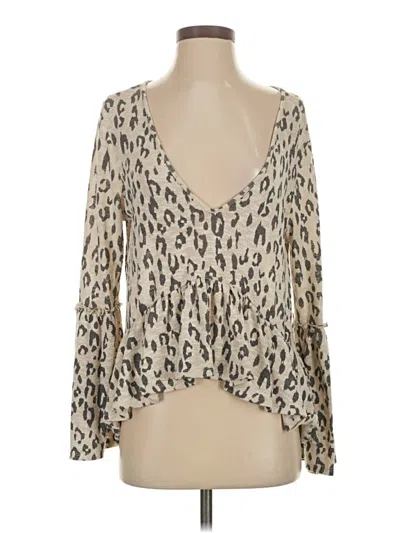 Pre-owned Altar'd State Long Sleeve Blouse In Brown