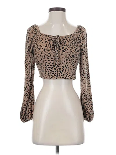 Pre-owned Altar'd State Long Sleeve Blouse In Brown