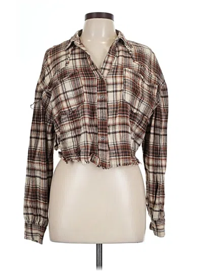 Pre-owned Altar'd State Long Sleeve Blouse In Brown