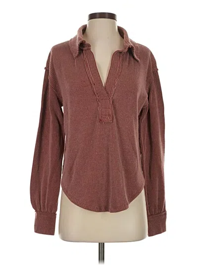Pre-owned Altar'd State Long Sleeve Blouse In Brown