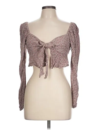 Pre-owned Altar'd State Long Sleeve Blouse In Brown