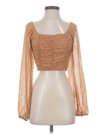 Pre-owned Altar'd State Long Sleeve Blouse In Brown