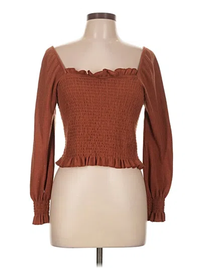 Pre-owned Altar'd State Long Sleeve Blouse In Brown