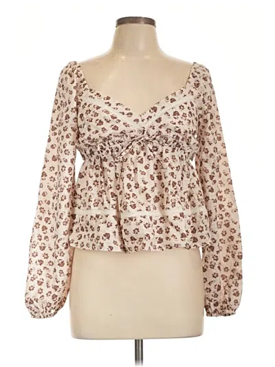 Pre-owned Altar'd State Long Sleeve Blouse In Brown