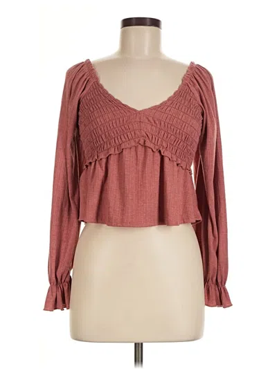 Pre-owned Altar'd State Long Sleeve Blouse In Burgundy