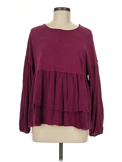 Pre-owned Altar'd State Long Sleeve Blouse In Burgundy