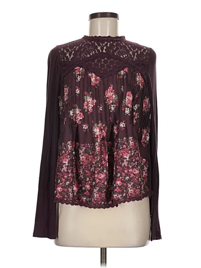 Pre-owned Altar'd State Long Sleeve Blouse In Burgundy