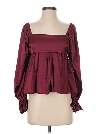 Pre-owned Altar'd State Long Sleeve Blouse In Burgundy