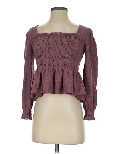 Pre-owned Altar'd State Long Sleeve Blouse In Burgundy