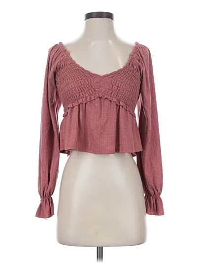 Pre-owned Altar'd State Long Sleeve Blouse In Burgundy