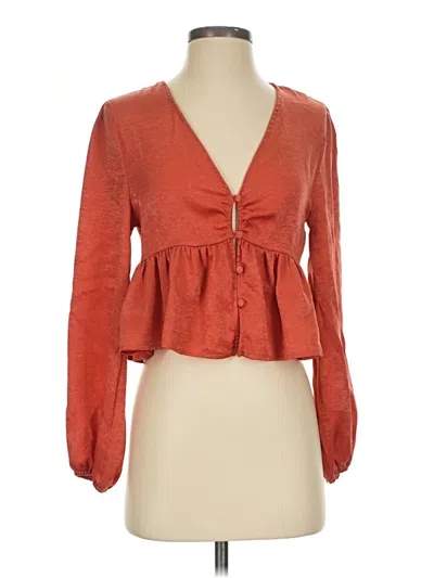 Pre-owned Altar'd State Long Sleeve Blouse In Orange