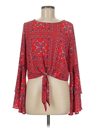 Pre-owned Altar'd State Long Sleeve Blouse In Red