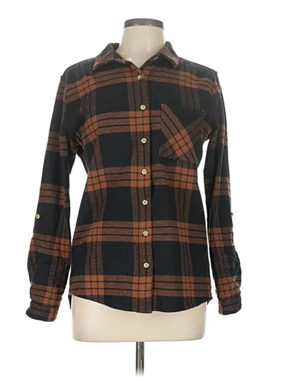 Pre-owned Altar'd State Long Sleeve Button Down Shirt In Brown