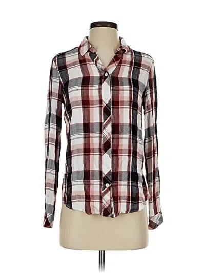 Pre-owned Altar'd State Long Sleeve Button Down Shirt In Burgundy