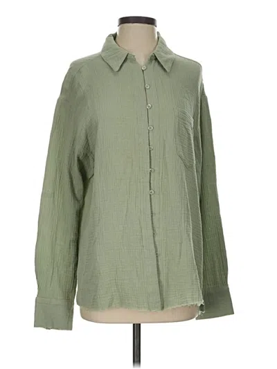Pre-owned Altar'd State Long Sleeve Button Down Shirt In Green