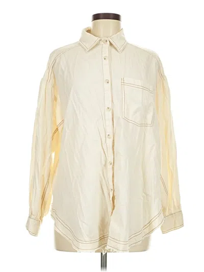 Pre-owned Altar'd State Long Sleeve Button Down Shirt In Ivory