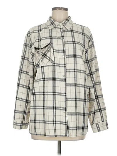 Pre-owned Altar'd State Long Sleeve Button Down Shirt In White