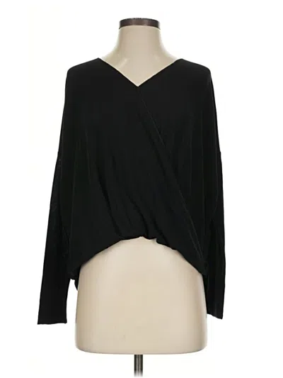 Pre-owned Altar'd State Long Sleeve Top Black Plunge Neckline Tops